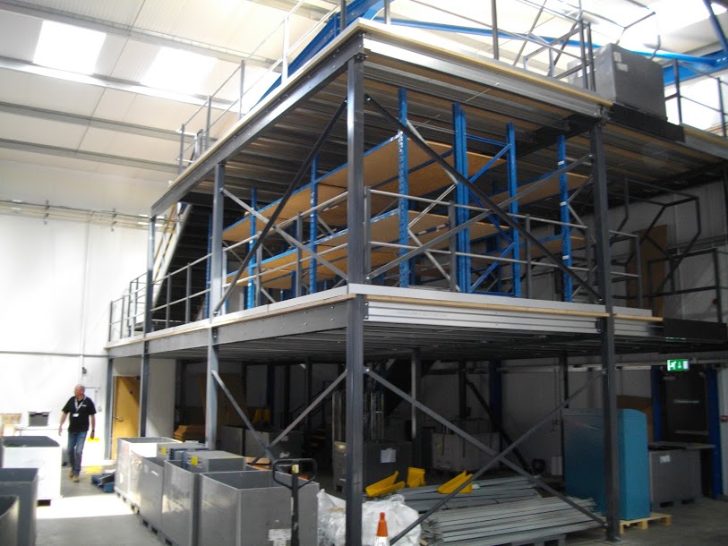 Two tier mezzanine floor